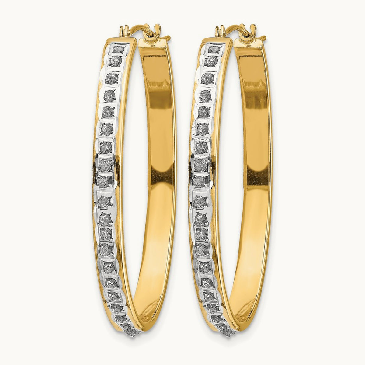 Diamond Fascination Diamond Dust/Accent Oval Hoop Earrings — 37mm