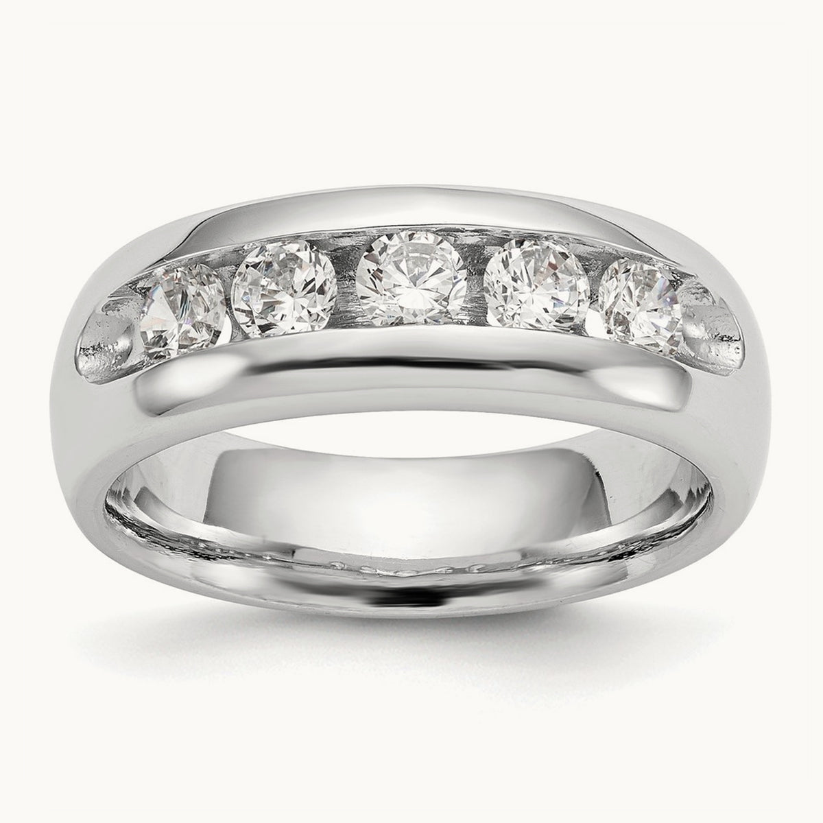 5-Stone Diamond Channel Band, 14K White Gold