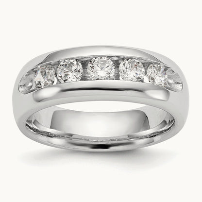 5-Stone Diamond Channel Band, 14K White Gold