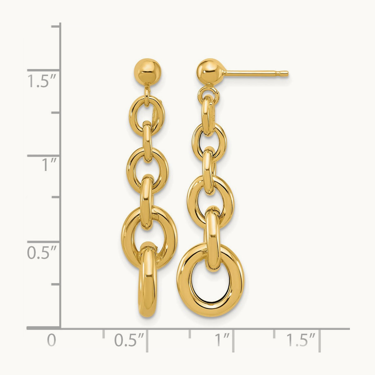 Polished Fancy Circle Link Dangle Post Earrings, 14K — Leslie's