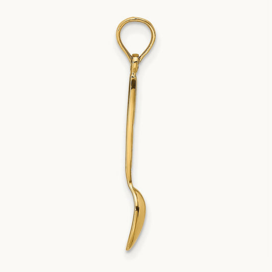 3-D W/ Black Enamel Table Spoon Charm, 14K