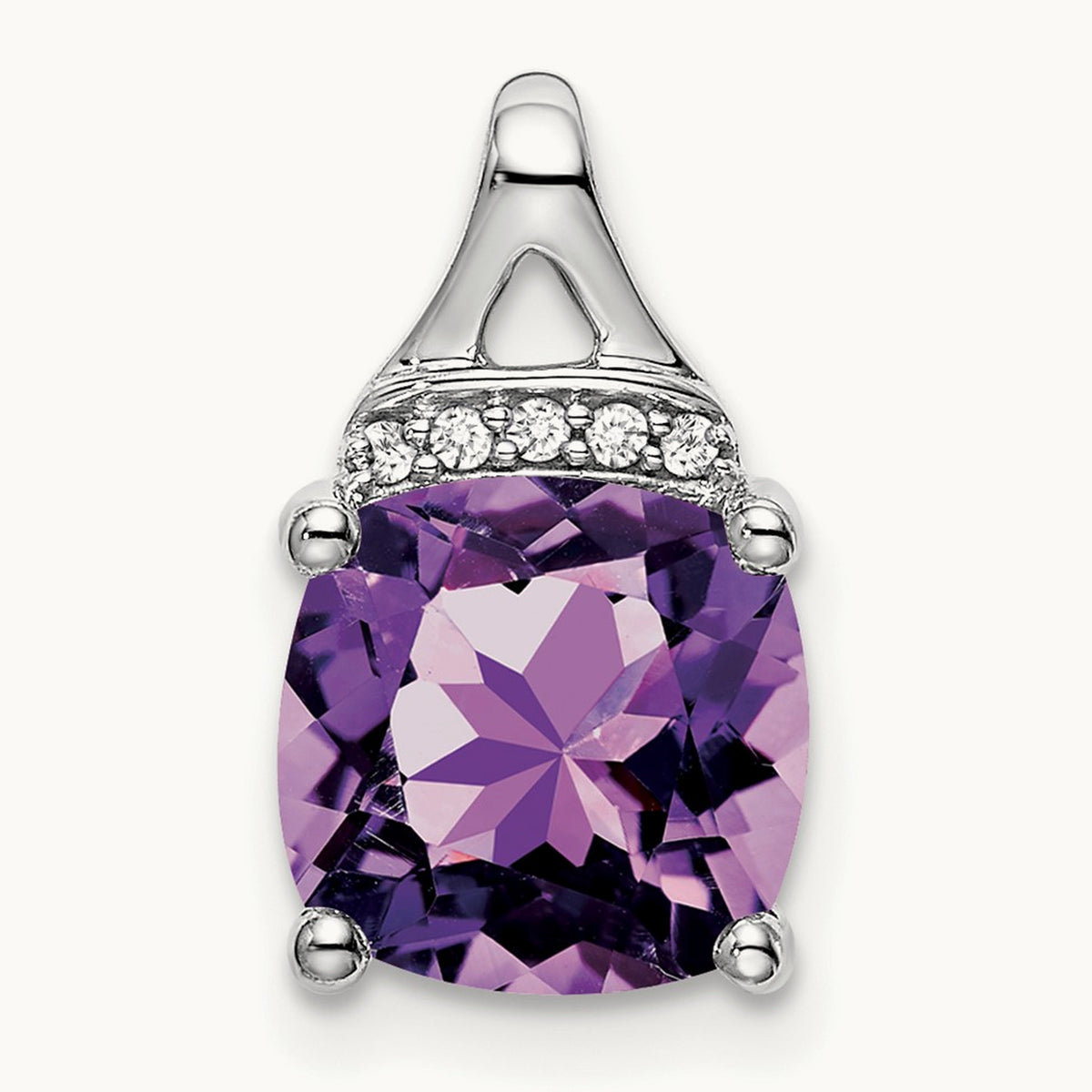 Cushion Amethyst and Diamond Pendant — photo set