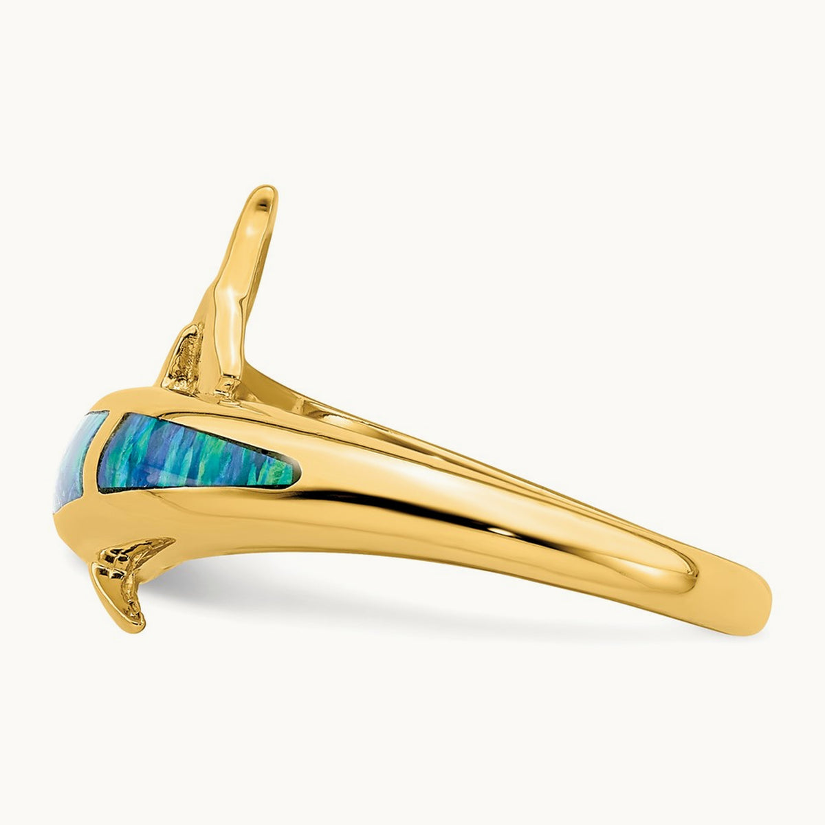 Lab Created Opal Dolphin Ring, 14K