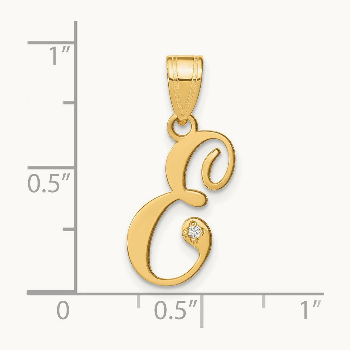Script Initial Pendant with Diamond — E