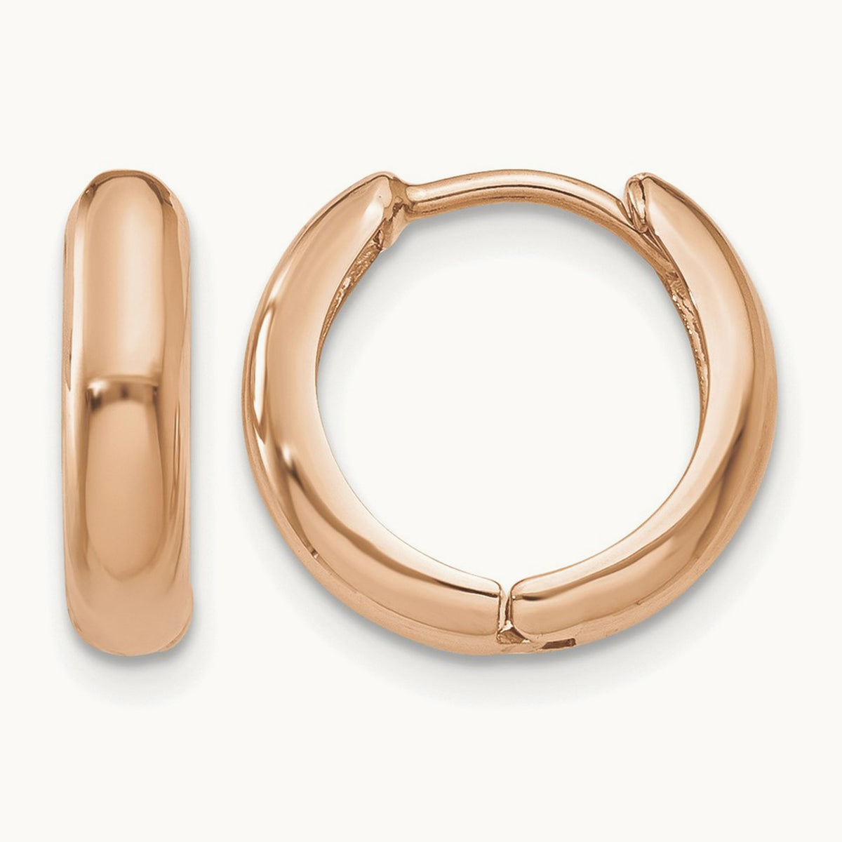 Polished Hinged Hoop Earrings — 14K Rose Gold