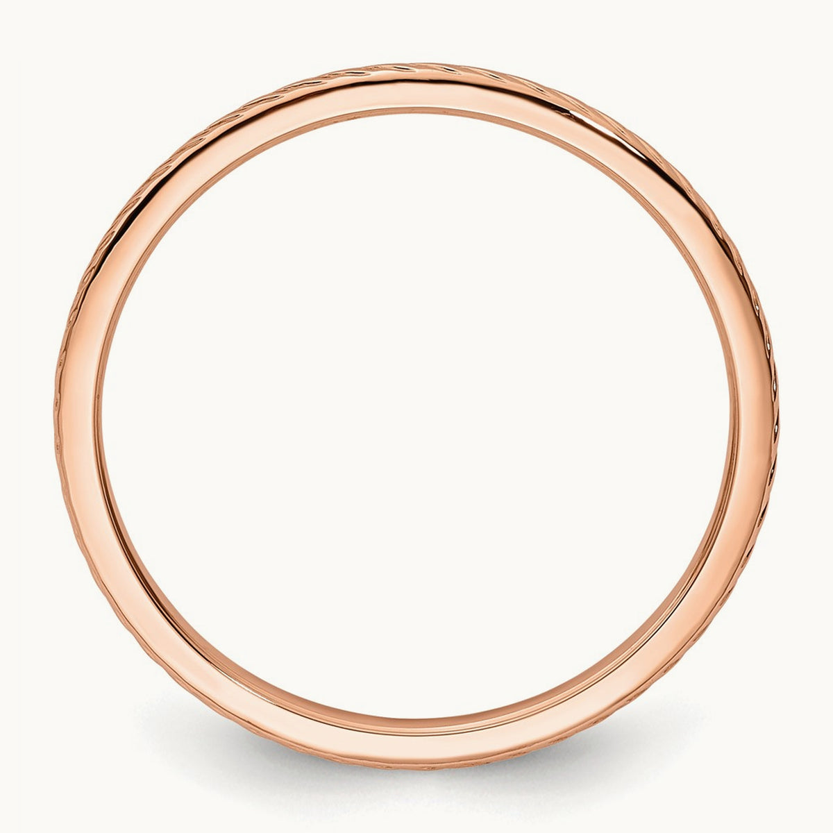 Twisted Wire Pattern Stackable Band — 14K Rose Gold