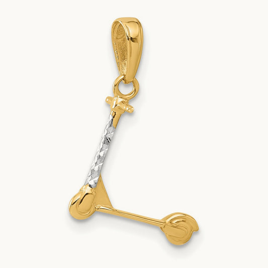 D/C 3D Scooter Pendant, 14K with White Rhodium