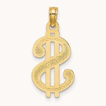 Textured Dollar Sign Charm, 14K