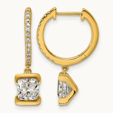 Princess Hoop Dangle Earrings, 2.25 ct tw Lab-Grown Diamond