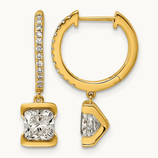 Princess Hoop Dangle Earrings, 2.25 ct tw Lab-Grown Diamond