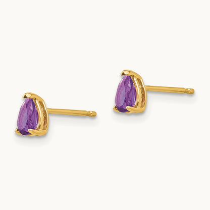 5x3mm Pear Amethyst Earrings, 14K