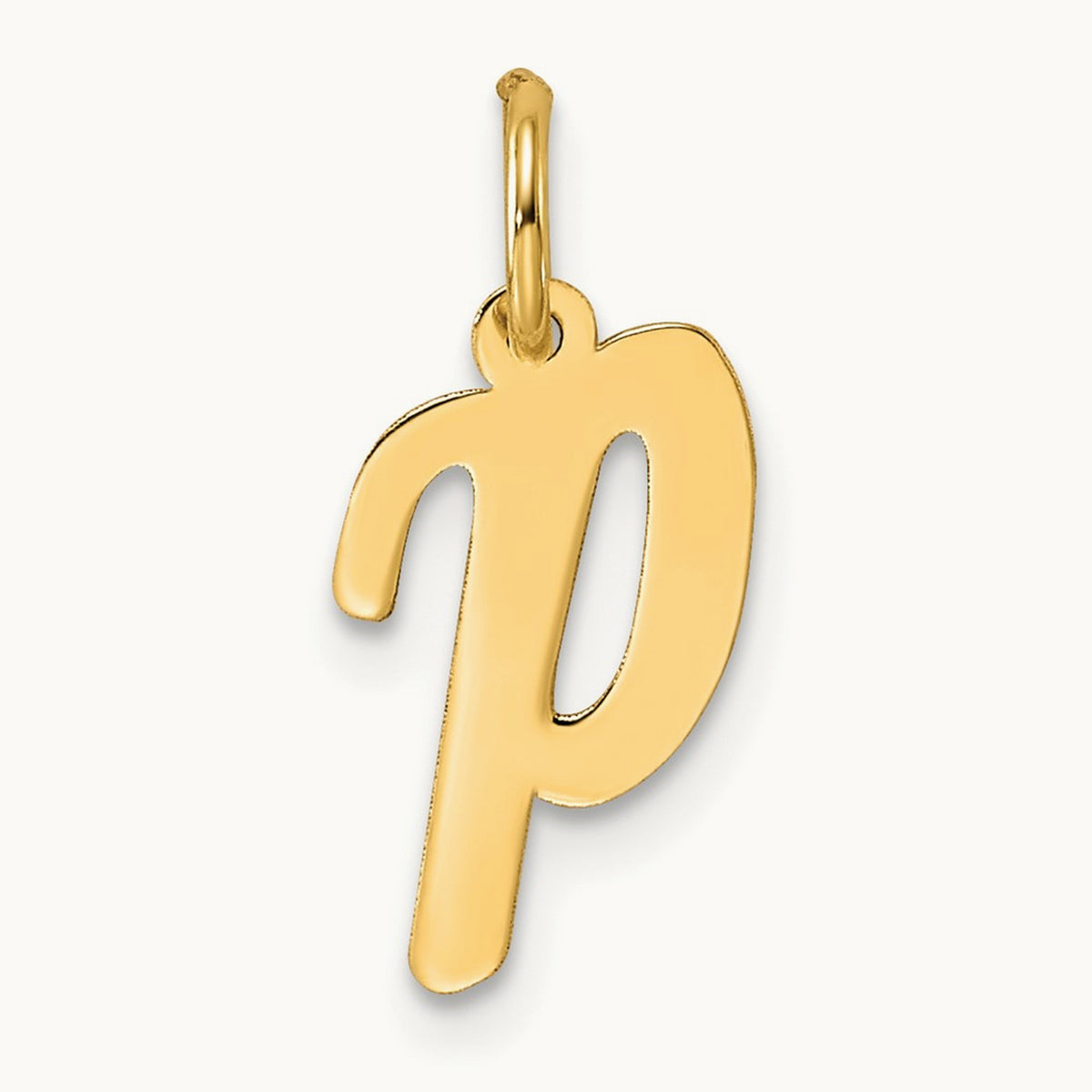 Small Script Letter P Initial Charm, 14K