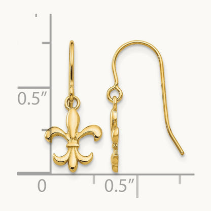 Fleur de lis Dangle Earrings, 14K