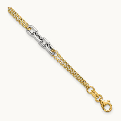Polished 7.25in w/1in ext. Bracelet, 14K Two-tone
