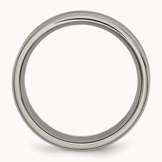 Titanium Polished with Grey Carbon Fiber Inlay 8mm Band