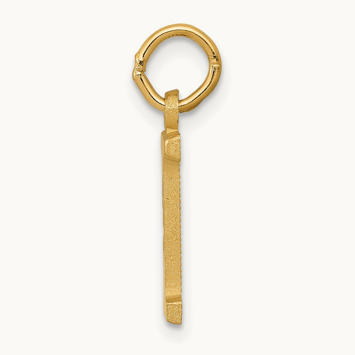 Satin Diamond-cut Initial Charm — 14K Yellow Gold, I