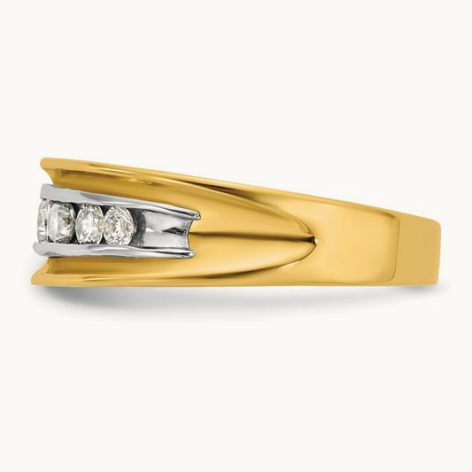 14ktt IB Goodman Mens Polished Complete 7-Stone 5/8ct Diamond Ring