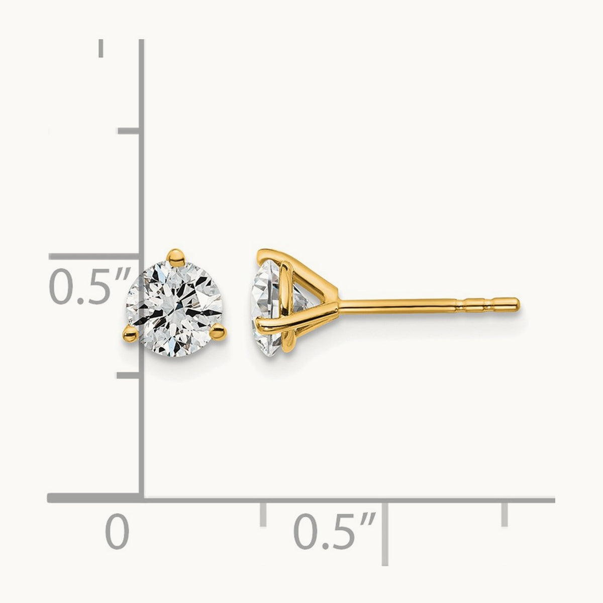 Round Stud Earrings, 0.10-6.00 ct tw Lab-Grown Diamond — 1 ct, 18K Yellow Gold
