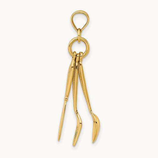 3-D Moveable Knife — 14K Yellow Gold