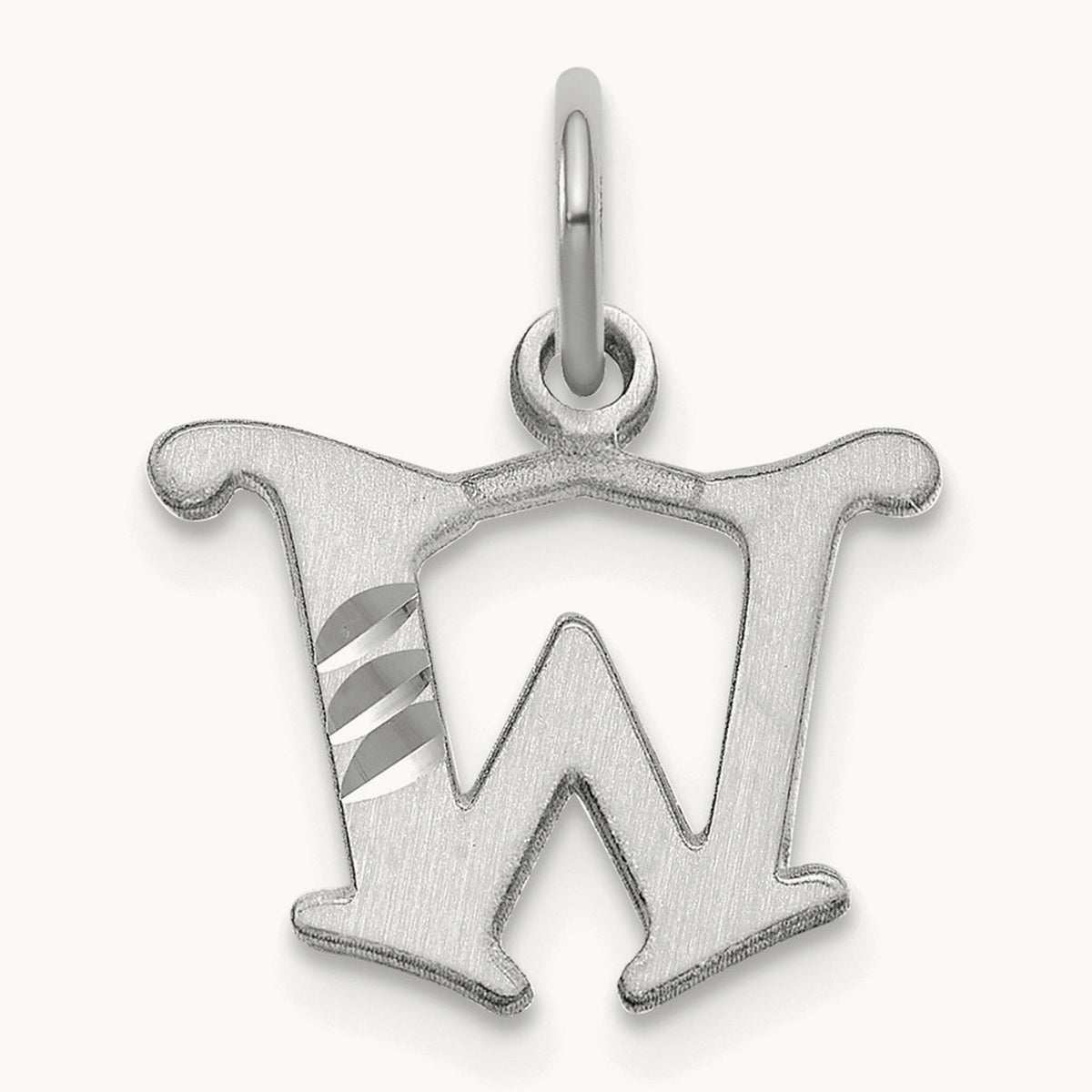 Diamond-cut Initial Charm — 14K White Gold, W