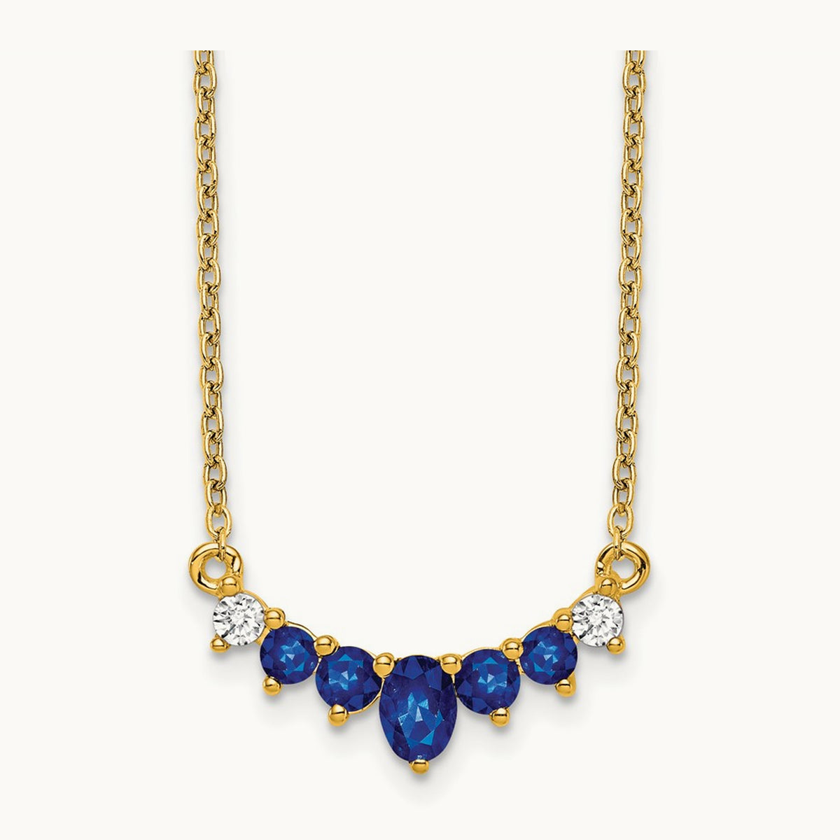 Sapphire and Diamond 18 inch Necklace, 14K