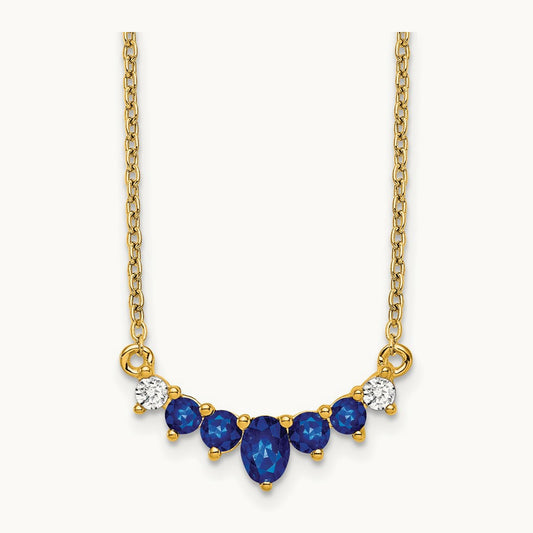 Sapphire and Diamond 18 inch Necklace, 14K