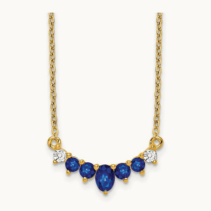 Sapphire and Diamond 18 inch Necklace, 14K