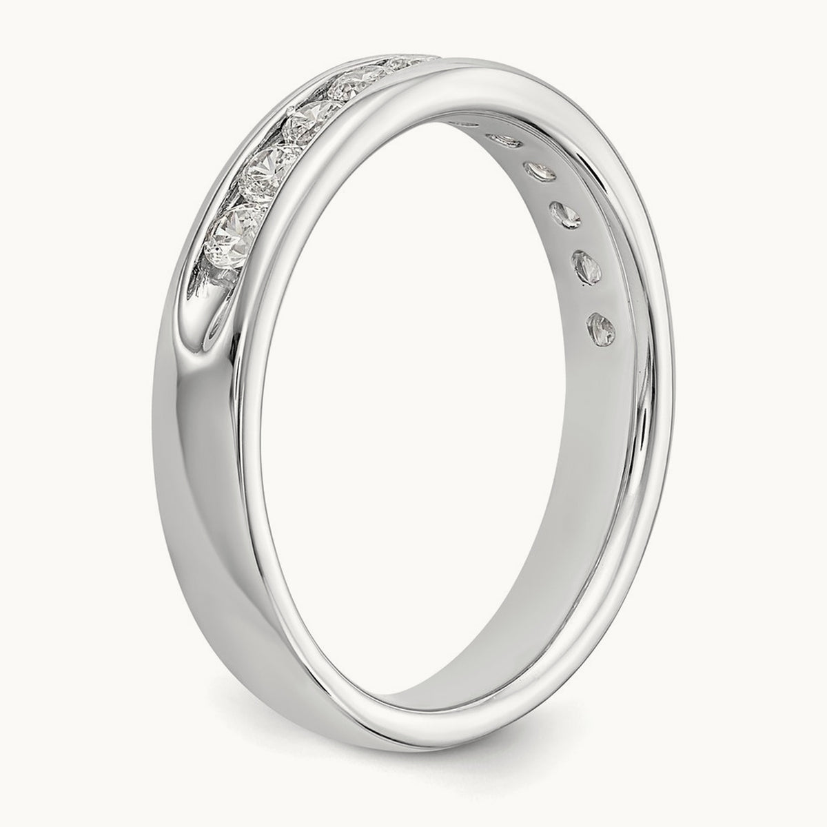 11-Stone Diamond Channel Band, 14K White Gold