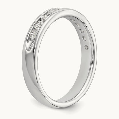 11-Stone Diamond Channel Band, 14K White Gold