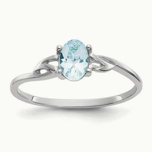 Aquamarine Birthstone Ring, 14K White Gold