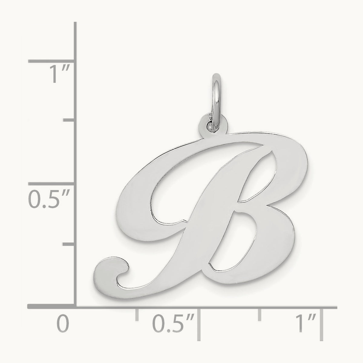 Large Fancy Script Initial Charm — 14K White Gold, B