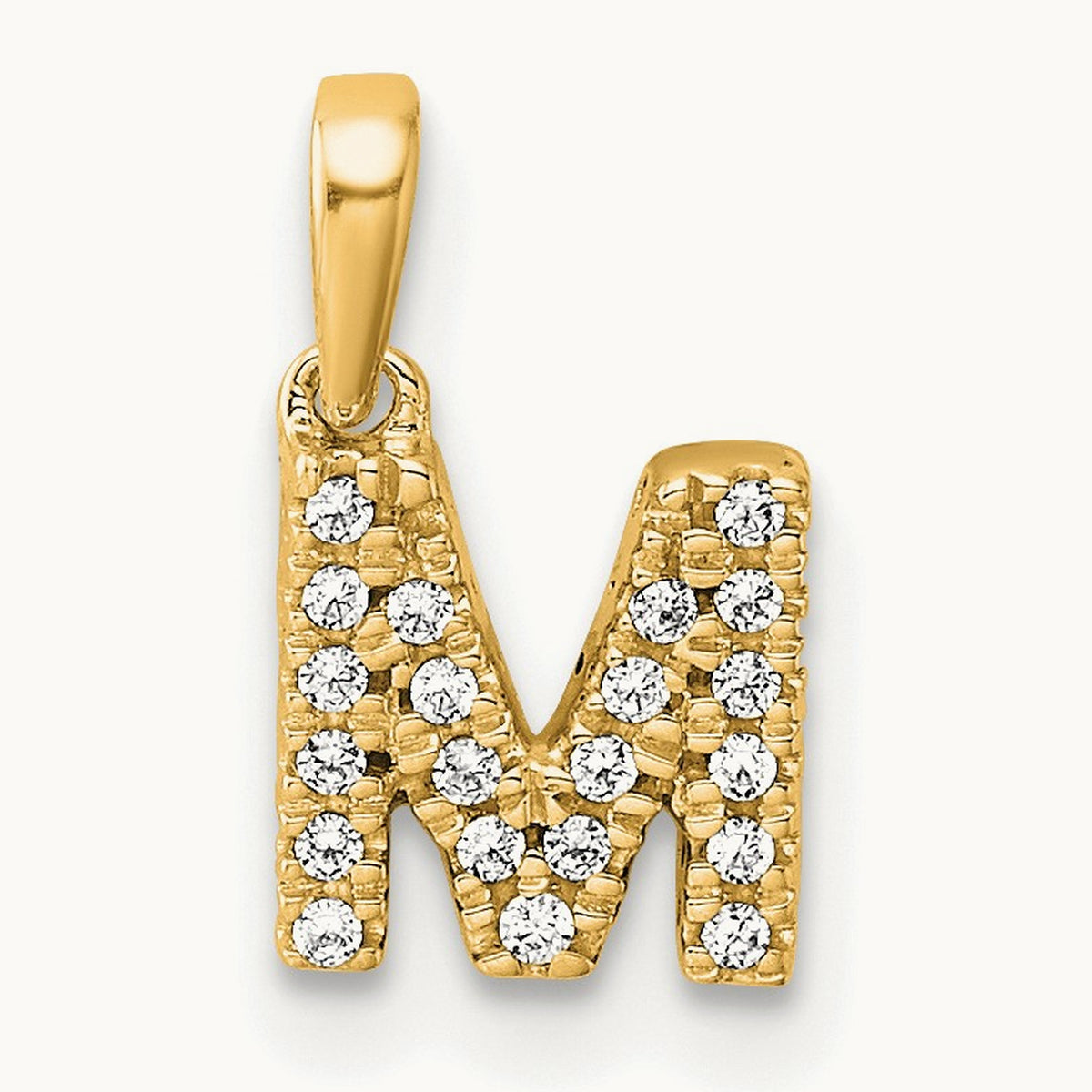 Diamond Initial with Bail Pendant — 14K Yellow Gold, M