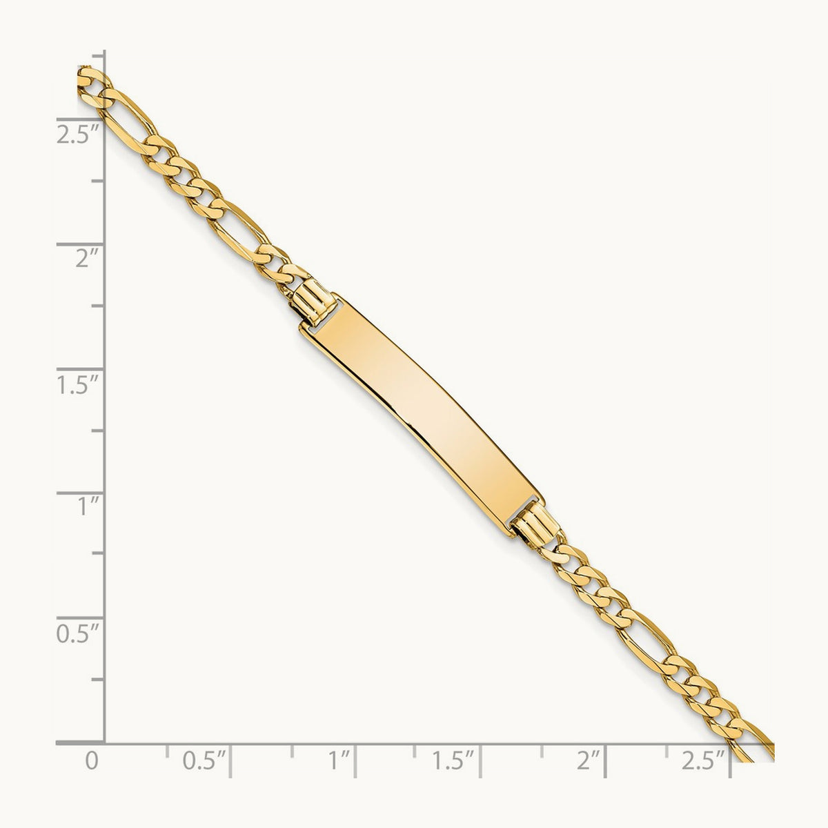 Flat Figaro Link ID Bracelet, 14K