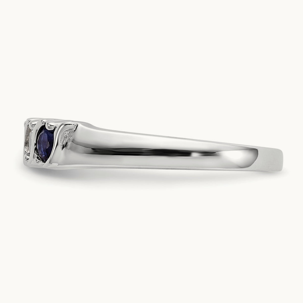 Diamond with Sapphire Band — 14K White Gold, 0.2 ct, 7