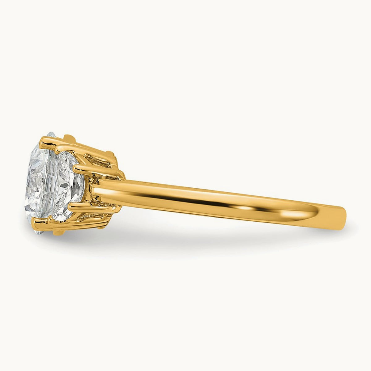 Round 3 Stone Engagement Ring, 1.25-4.00 ct tw Lab-Grown Diamond — 2 1/2 ct, 14K Yellow Gold