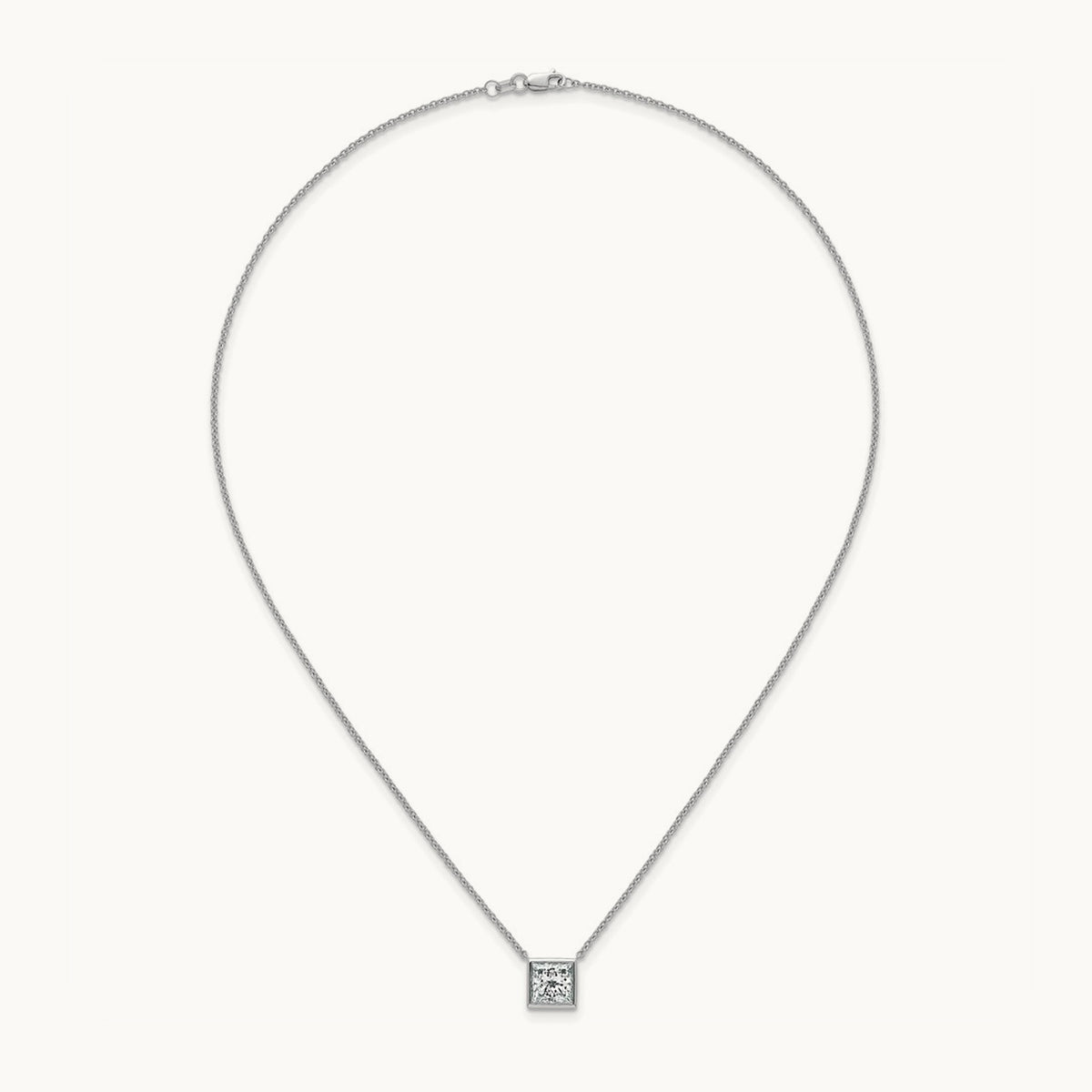 Princess Bezel Set Pendant, 1.00-4.00 ct tw Lab-Grown Diamond — 2 1/2 ct, 14K White Gold
