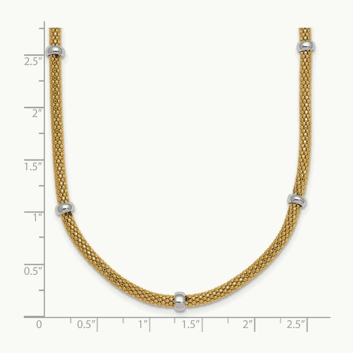 Polished Fancy Mesh With Bead Necklace, 14K Two-tone