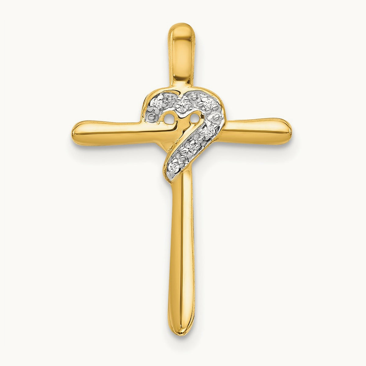 .02ct. Diamond Heart Cross Chain Slide, 14K