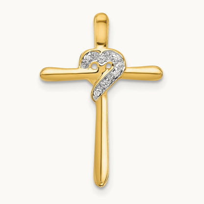 .02ct. Diamond Heart Cross Chain Slide, 14K