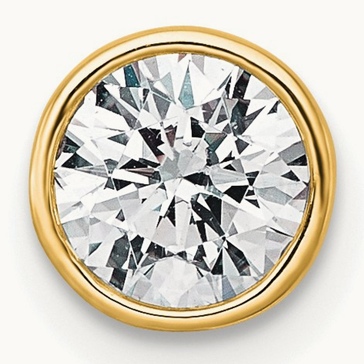 Round Bezel Set Chain Slide Pendant, 0.25-3.00 ct tw Lab-Grown Diamond — 3/4 ct, VS (Best), 14K Yellow Gold