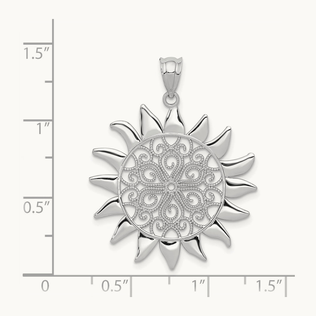 Filigree Sun Pendant — 14K White Gold