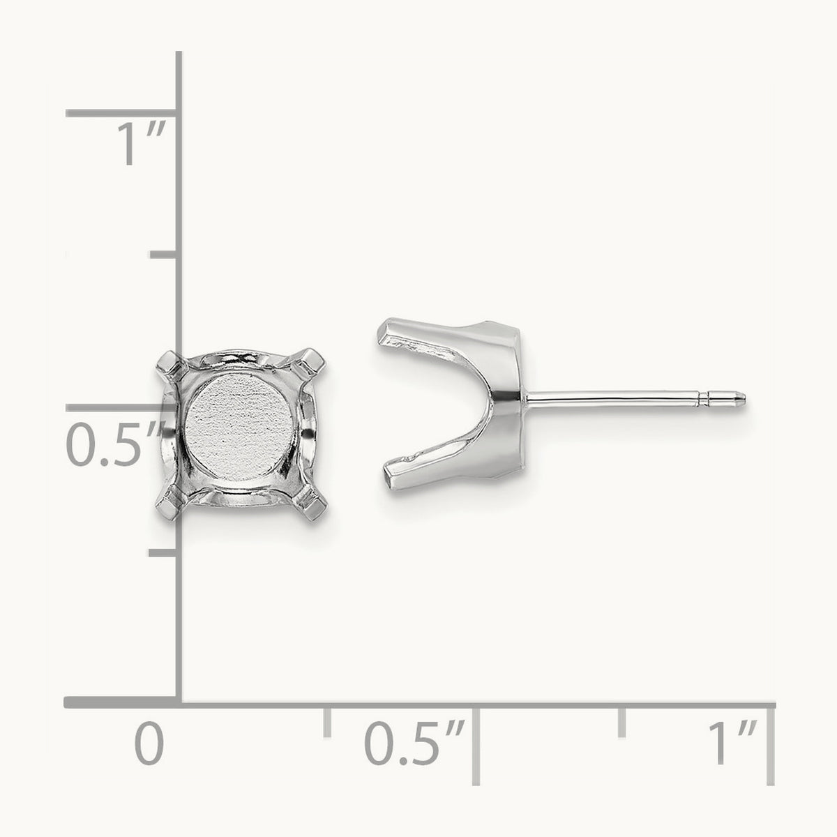 Setting: Round Stud Earring Mounting with backs — 14K White Gold