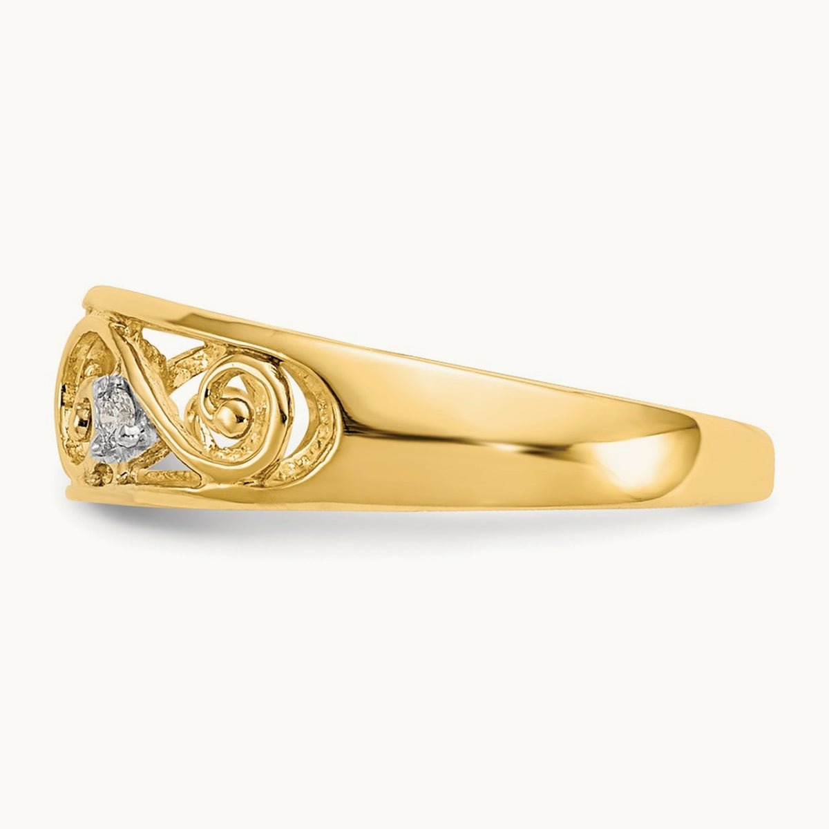 Diamond Scroll Toe Ring — 14K Yellow Gold
