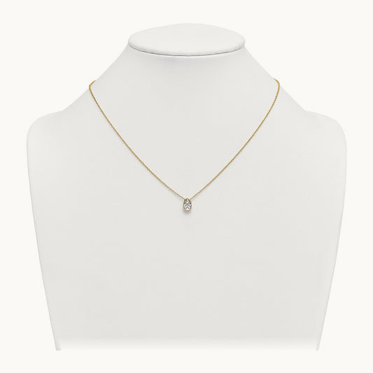 Pear Bezel Necklace, 1.00-4.00 ct tw Lab-Grown Diamond — 1 ct, 14K Yellow Gold