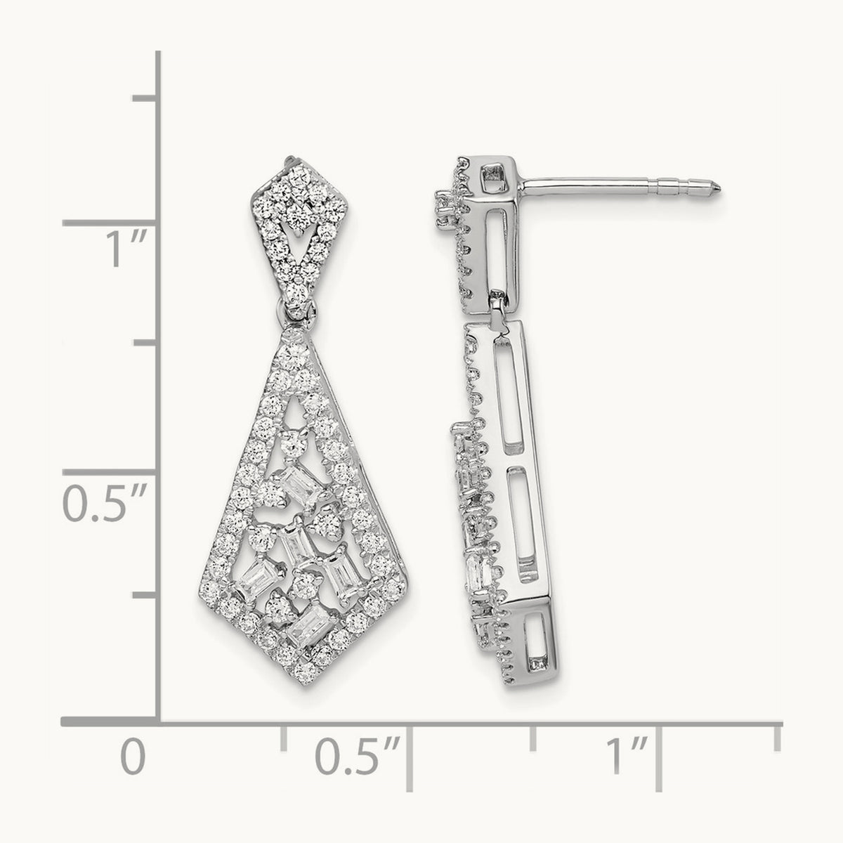 Polished Fancy Dangle Diamond Post Earring, 14K White Gold