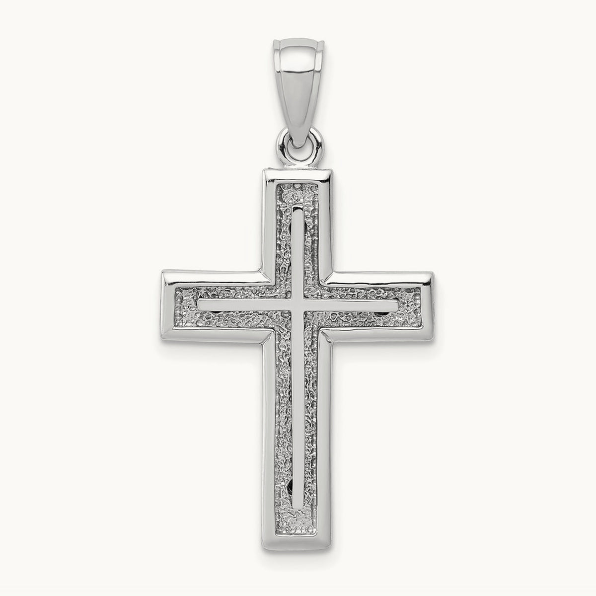 2-D Cross Charm — 14K White Gold