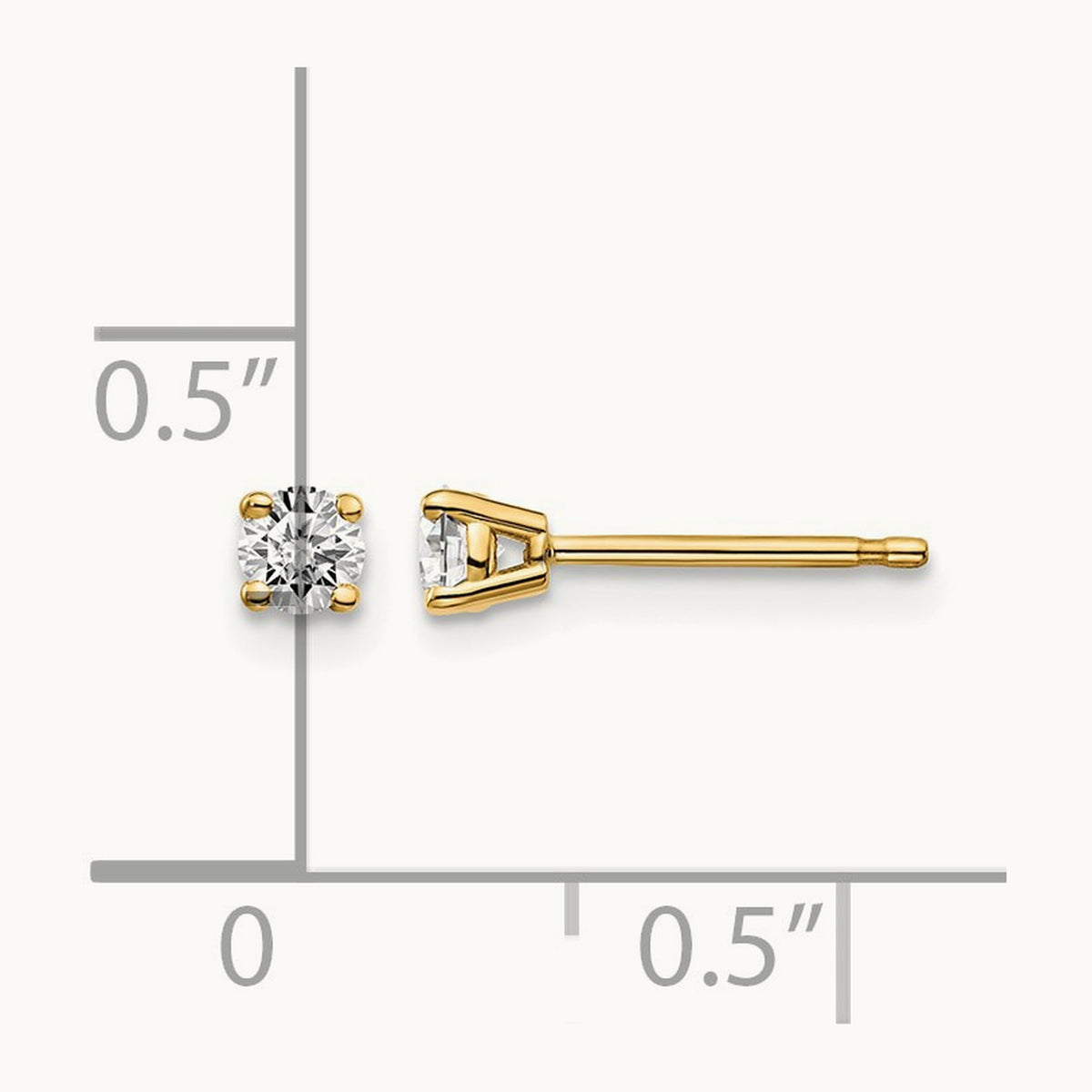 Round Diamond Stud Earrings — 14K Yellow Gold, 0.21 ct tw, I1 J-K · push back
