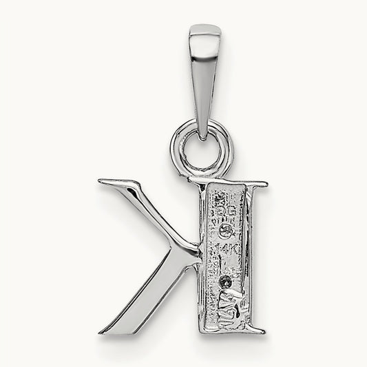 Rhodium-plated Diamond Letter K Initial Pendant, 14K White Gold