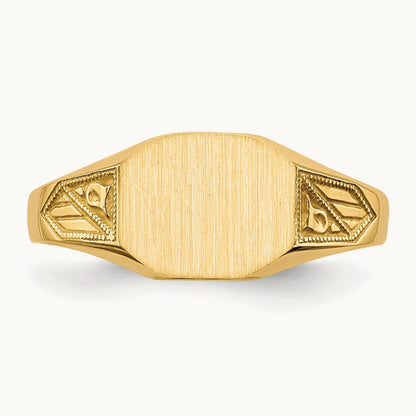 8.5x7. Closed Back Signet Ring, 0mm, 14K