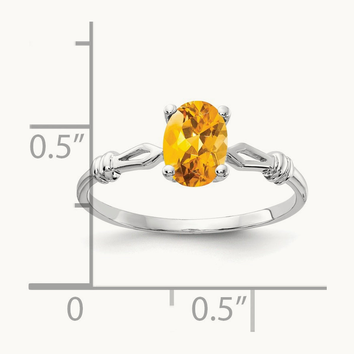 7x5mm Oval Citrine ring, 14K White Gold